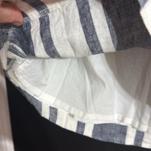 J. Crew Linen Striped Elastic Waist A-line Mini Skirt w/ Pockets Size: M - Picture 5 of 8